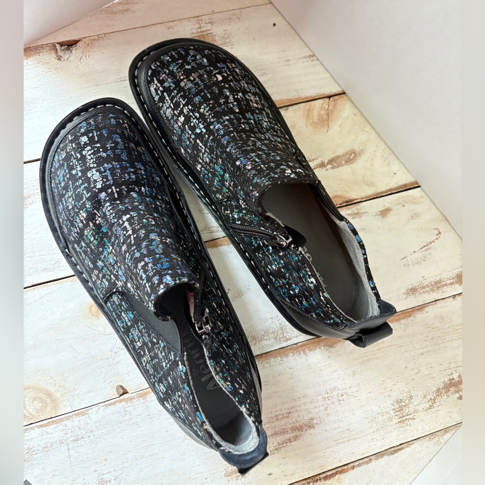 Alegria tweed Nell slip-on ankle boot leather comfort shoe PG Lite sz 41 EUC - Picture 6 of 13